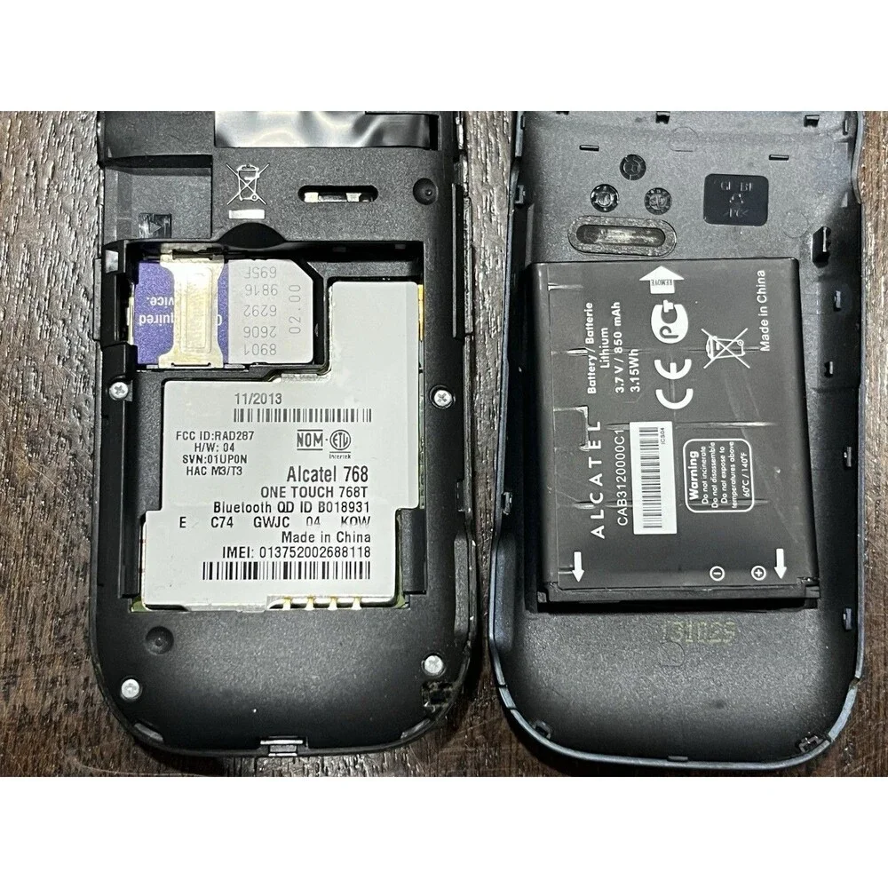 Alcatel One Touch 768T Flip Cellular Phone Black Bluetooth 2.0MP 2.4